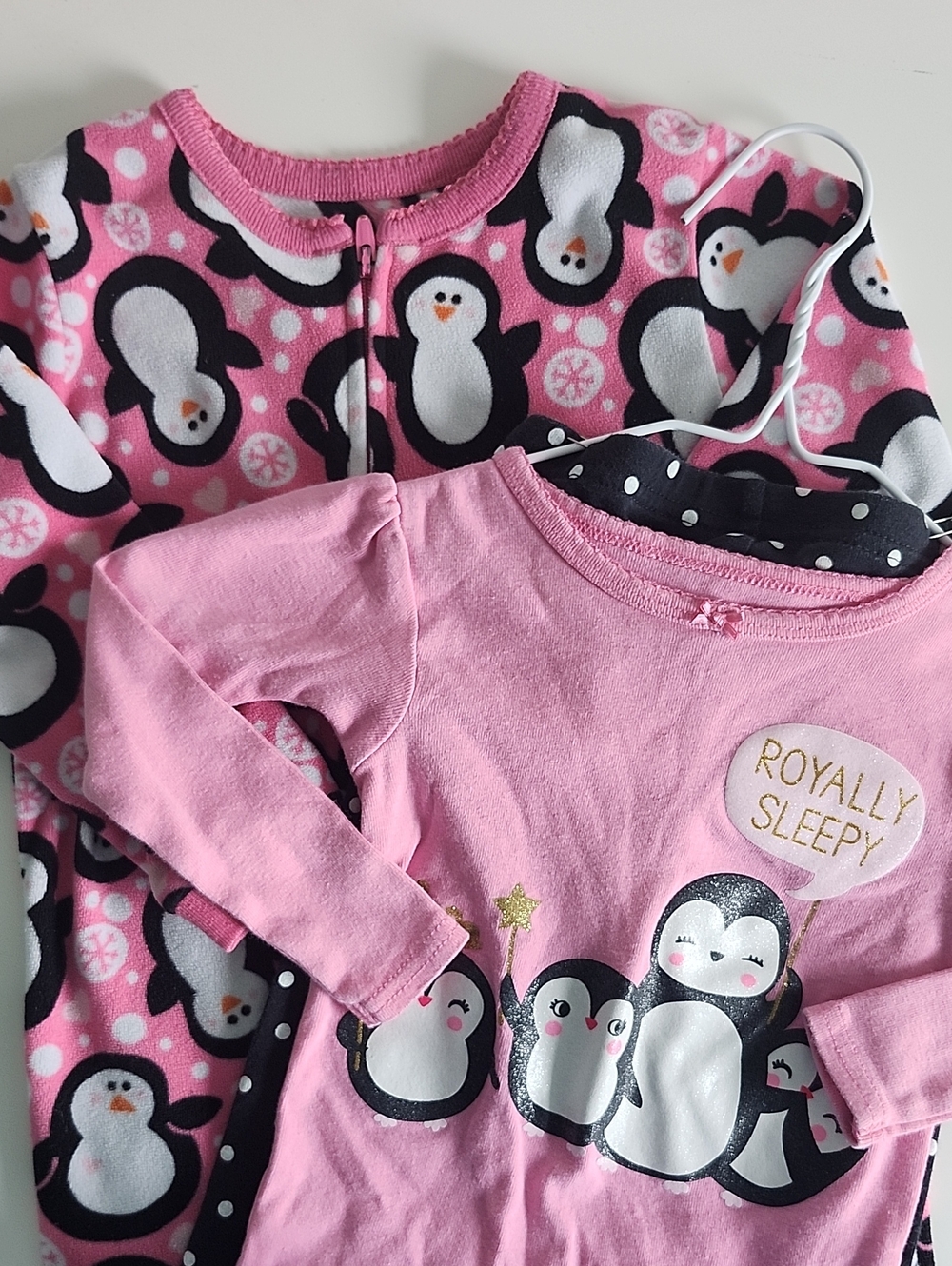 Carter's Pink Penguin Pajama Set with Gold Accent